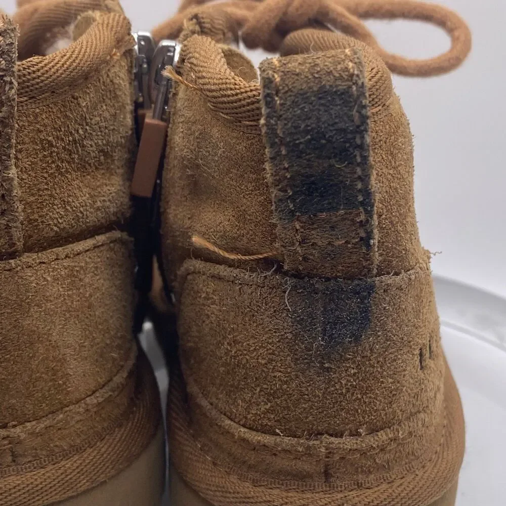 UGG Kids Neumel II Boots Toddler 7 Brown Chesnut Suede Lace Up Zipper